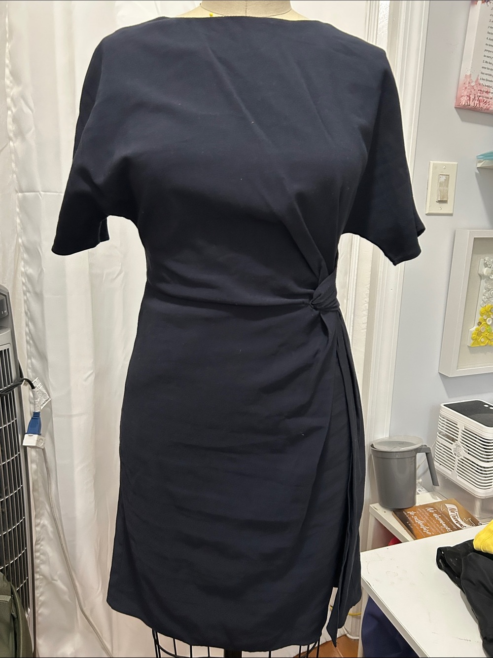 Topshop Navy Side-Knot Midi Dress
